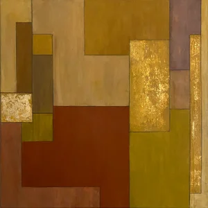 Contemporary Geometric Abstract Oil Painting With Gold Leaf by Stephen Cimini