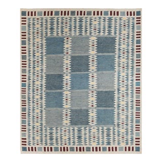 2020s Scandinavian Blue & White Rug - 8'2'' X 10' For Sale