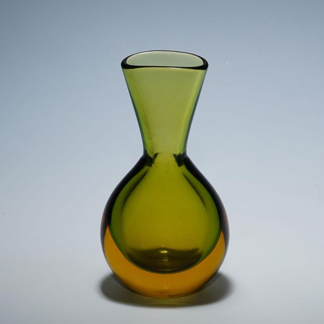 Mid-Century Modern Vase in Green and Amber Sommerso Glass, Flavio Poli for Seguso For Sale - Image 3 of 5
