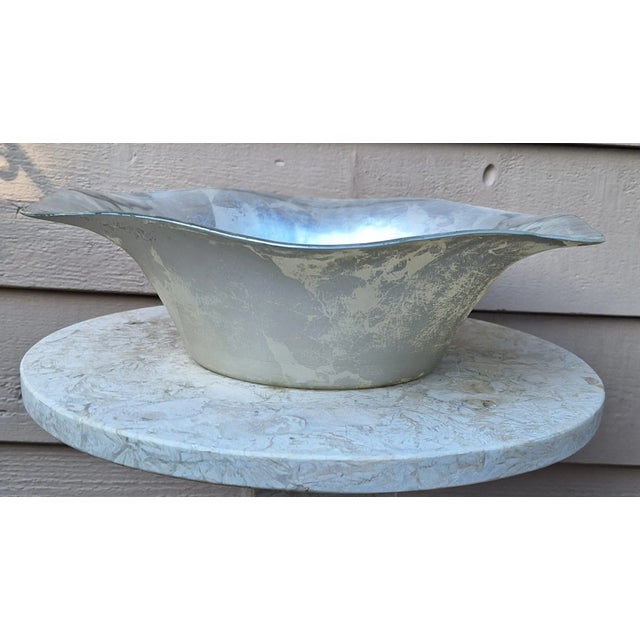 Late 20th Century Vintage Nordstrom Turkish Silver Leaf Style Decorative Bowl - Large Scale For Sale - Image 5 of 13