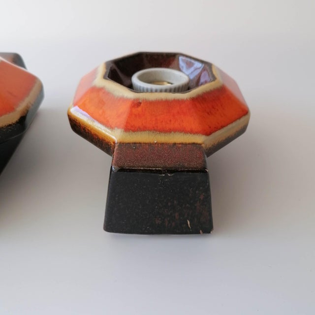 Ceramic Vintage Ceramic Sconces attributed to Pan Hustadt Leuchten, 1970s, Set of 2 For Sale - Image 7 of 18