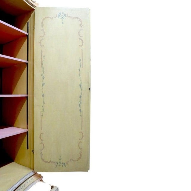 1940s Vintage Niccolini Italia Rococo Floral Carved & Custom Painted Armoire C1940, Attributed For Sale - Image 5 of 15