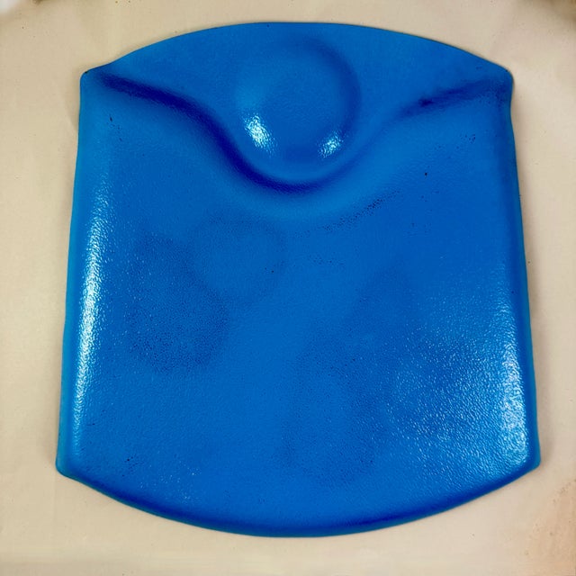 Mid-Century Briard Peacock Blue Pageant Glass Serving Tray, 1964 For Sale - Image 9 of 10
