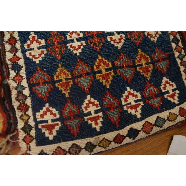Tribal 1900s Multicolor Geometric Tribal Antique Persian Soumak 2' X9" Handknotted Wool Carpet For Sale - Image 3 of 4