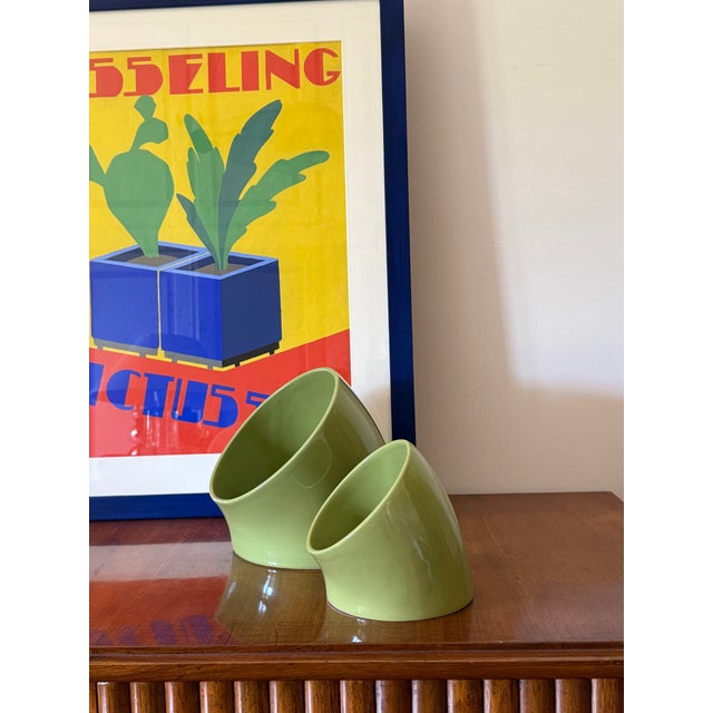 Mid-Century Modern Circa 1970 Space Age Green Ceramic Vide Poche, Sicart Italy- Set of 2 For Sale - Image 3 of 11