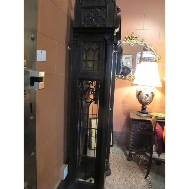 Restored Antique Gothic Grandfather Clock 9-tube, Colonial Clock Company c1919, Good Condition Mahogany Wood Case, Working...