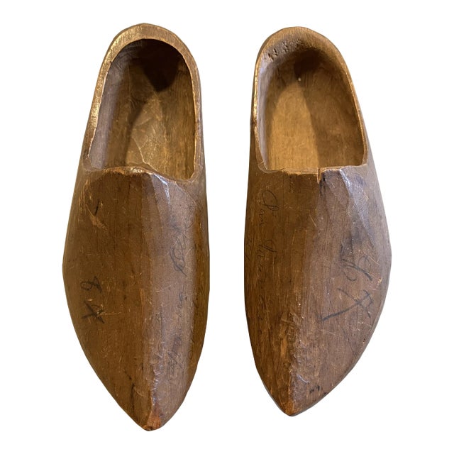 Early 20th Century Childs Swedish Wooden Shoes - Clogs, Trasko For Sale