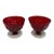 Vintage Seneca Glass Driftwood Casual Pattern 3” Ruby Red Champagne Coupes Tall Footed Sherbets - A Pair For Sale