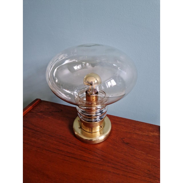 Metal Space Age Table Lamp in Brass and Clear Glass, 1960s-1970s For Sale - Image 7 of 13