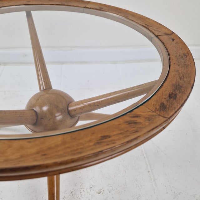 Mid-Century Modern Tripod Table in Wood and Glass attributed to Cesare Lacca, Italy, 1950s For Sale - Image 13 of 14