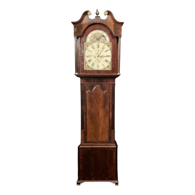 Georgian Mahogany Cased Rolling Moon Clock, 1800 For Sale