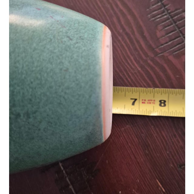Ceramic Vintage Signed Arts & Crafts Style Matte Green Speckled Ceramic Ovoid Vase For Sale - Image 7 of 7