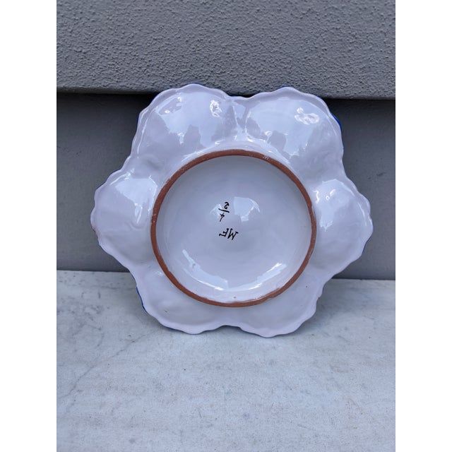 French Blue & White Faience Oyster Plate Moustiers Style, Circa 1940 For Sale - Image 4 of 4