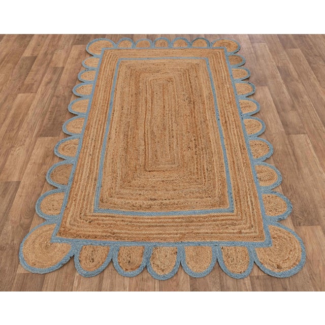 Not Yet Made - Made To Order Scallop Jute Classic Blue Hand Made Rug - 2'x4' For Sale - Image 5 of 10