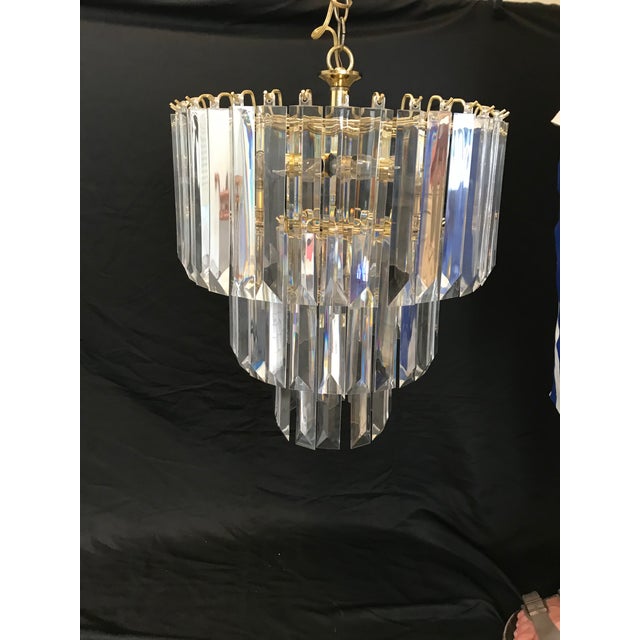 Metal Mid 20th Century Italian Mid-Century Modern Three Tiered Clear Lucite Waterfall Chandeliers - A Pair For Sale - Image 7 of 8