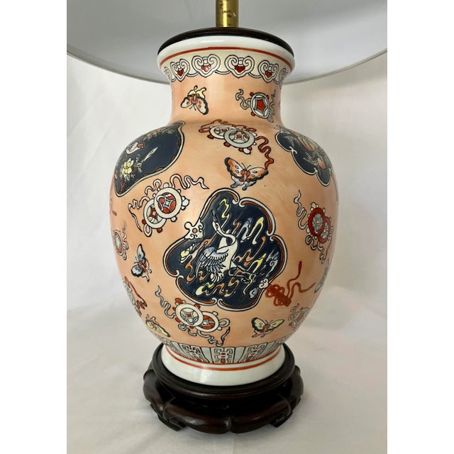 Ceramic Vintage Chinoiserie Ceramic Fan Lamp With Shade For Sale - Image 7 of 11