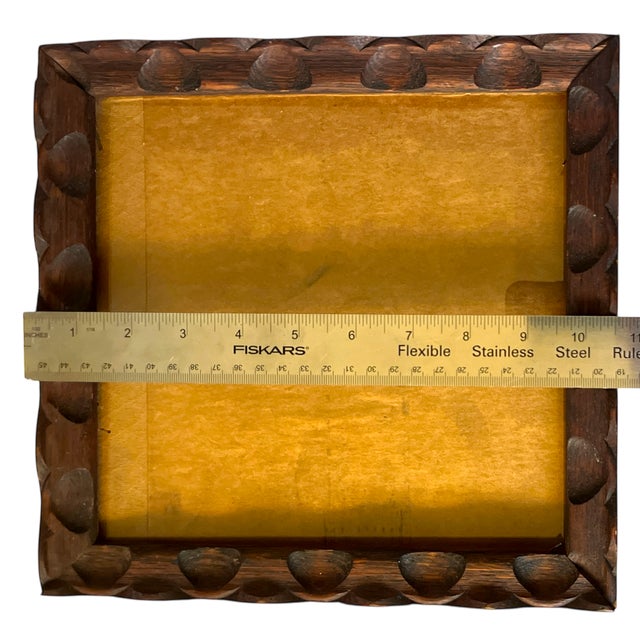 Vintage Hand-Carved Wooden Frame With Raised Scallop and Notched Detailing For Sale In Jacksonville, FL - Image 6 of 9