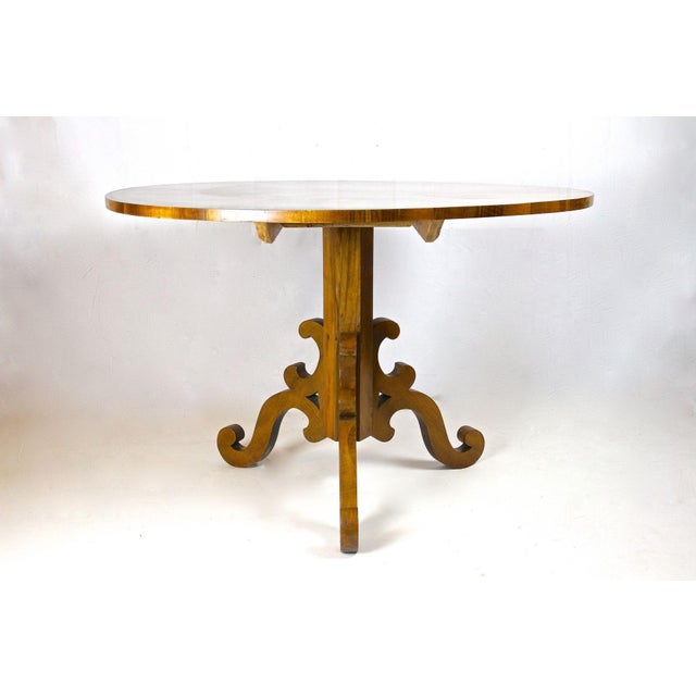 Wood 19th Century Biedermeier Nutwood Dining Table, Austria, 1830s For Sale - Image 7 of 15