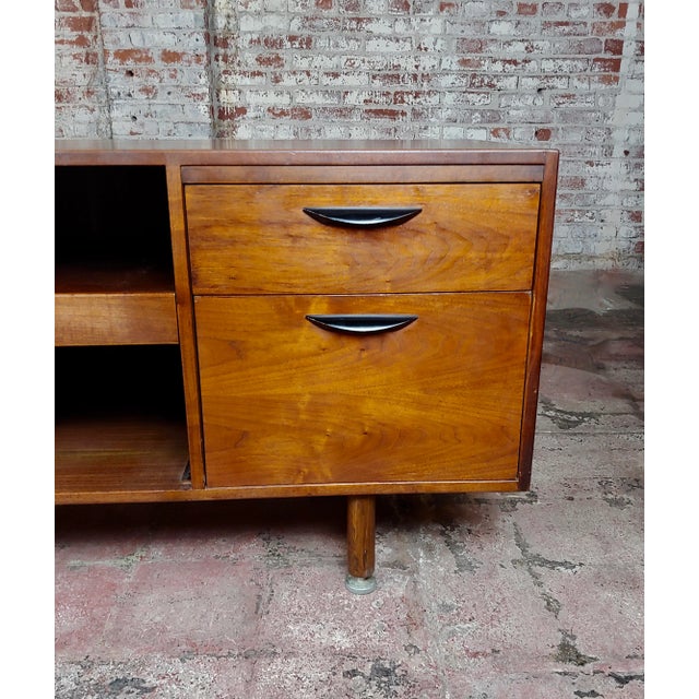 Jens Risom 1950s Danish Mid Century Modern Walnut Credenza For Sale - Image 4 of 10