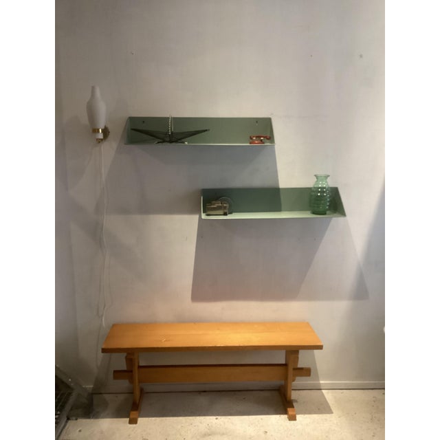 Metal Vintage Industrial Shelves in Olive Green Metal, 1980s, Set of 2 For Sale - Image 7 of 7