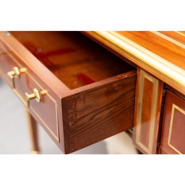 Late 20th Century Vintage Mahogany Brass-Bound Two Drawer Desk / Sofa Table For Sale - Image 5 of 10