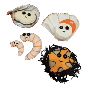 Lucy Sparrow Pop Art Felt Seafood Sculpture - Set of 5, 2019