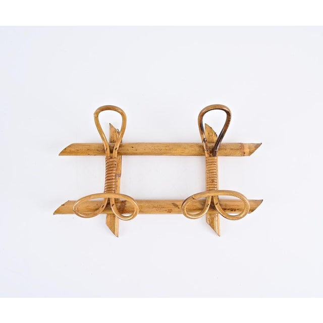 1960s Mid-Century French Riviera Coat Rack in Rattan, Wicker and Bamboo, Italy, 1960s For Sale - Image 5 of 11