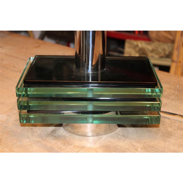 Glass Table Lamp in Crystal and Steel by Gallotti & Radice, 1970s For Sale - Image 7 of 16