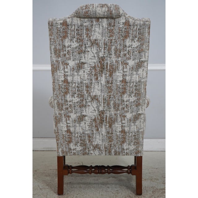 Pair of Tall Back William & Mary Style Wing Chairs For Sale - Image 4 of 18