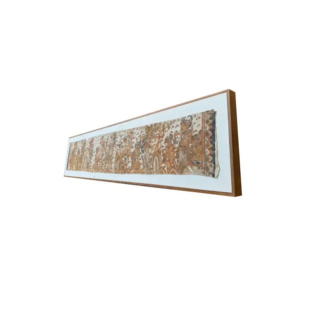 Bali Hindu Textile Framed 'Kamasan' Painting, Indonesia C. 1950 For Sale - Image 9 of 16