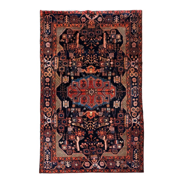 Antique Persian Nahavand Hand-Knotted Wool Rug 5'2" X 10'2" For Sale