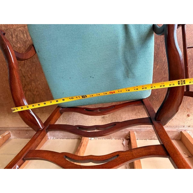 Vintage Georgian Chippendale Style Bowl Back High Ladder Back Dining Chairs. Set of 8 For Sale - Image 9 of 17