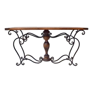 Spanish Style Forged Iron Mahogany Console Table