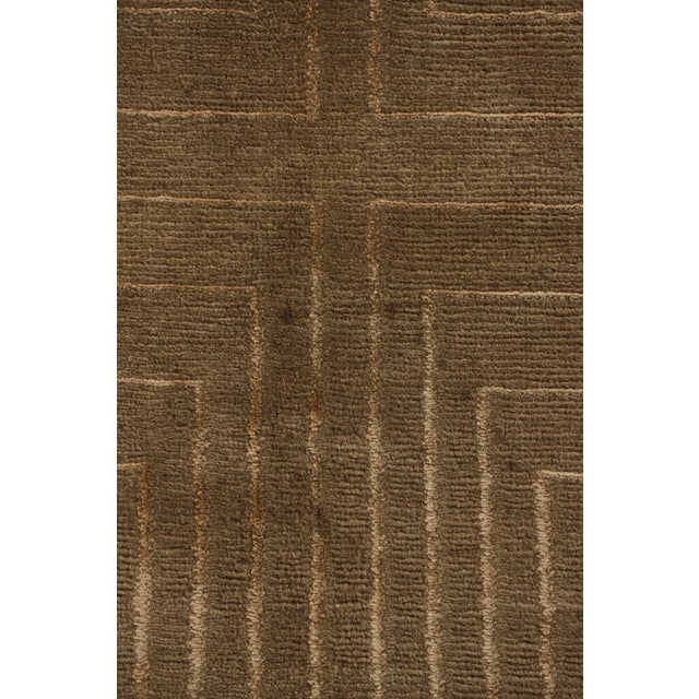 2010s Hand-Knotted Art Deco Rug Beige Green Custom Pattern For Sale - Image 5 of 9