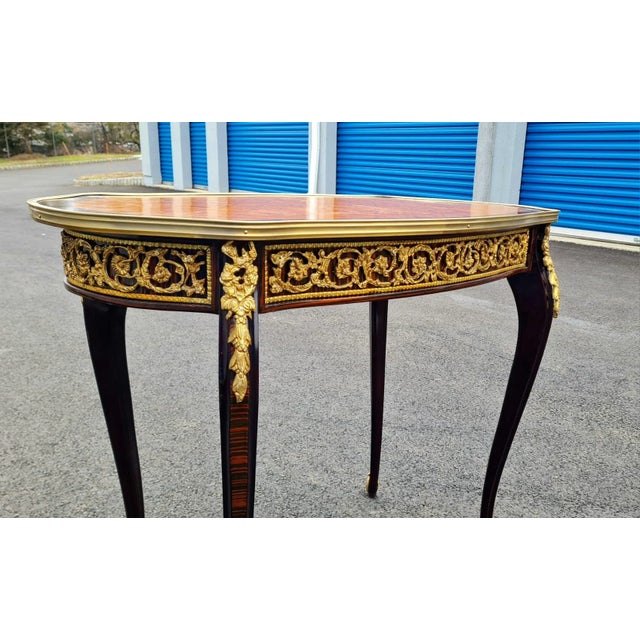 Parquetry French Style Inlaid Accent Oval Table/Desk,side and Center Table For Sale - Image 9 of 10