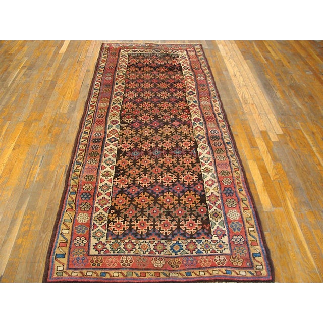Late 19th Century W. Persian Kurdish Carpet ( 3'8" x 8'8" - 112 x 264 ) Antique Kurdish Persian Wool Brown Earth Tone Hand...