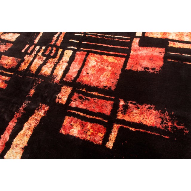 Modern Rug & Kilim's Art Deco Rug in Red and Black Geometric Pattern For Sale - Image 3 of 6