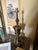Stiffel Curated Pair of Monumental Vintage Stiffel Neoclassical Brass Table Lamps With Custom Black Shades For Sale - Image 4 of 11