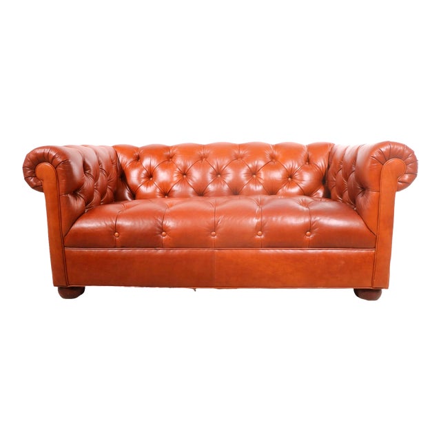 Tufted Leather Chesterfield Sofa by Ethan Allen Chairish