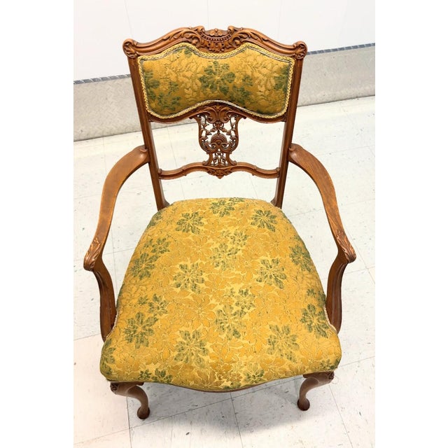 Rococo Antique Rococo Revival Salon Chairs — Matching Armchair and Side Chair, Circa 1900 For Sale - Image 3 of 18