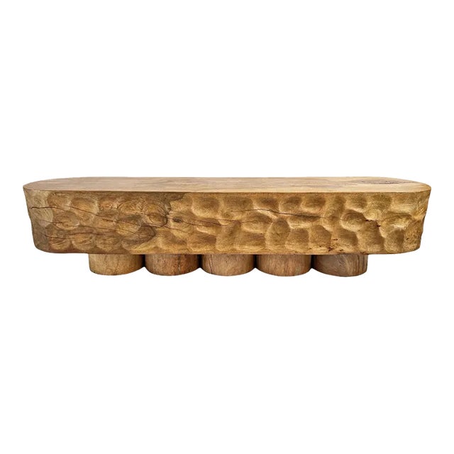 Vintage Katanga Wood Dimple Bench For Sale