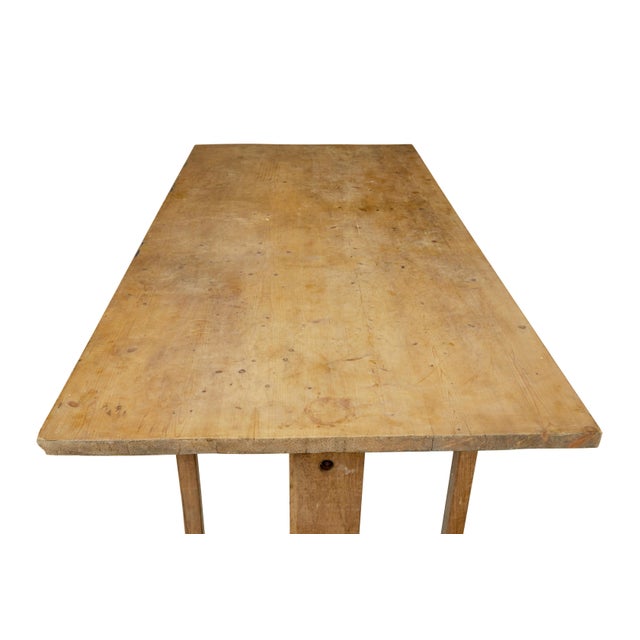 Swedish Oak and Pine Trestle Table, 1880s For Sale - Image 6 of 9