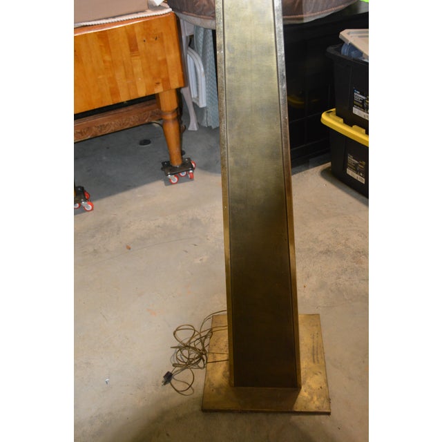 1970s Mid-Century Modern Attributed to Belgochrom Mid Century Brass Tall Uplighter Floor Lamp W/ Glass Globe For Sale - Image 17 of 18