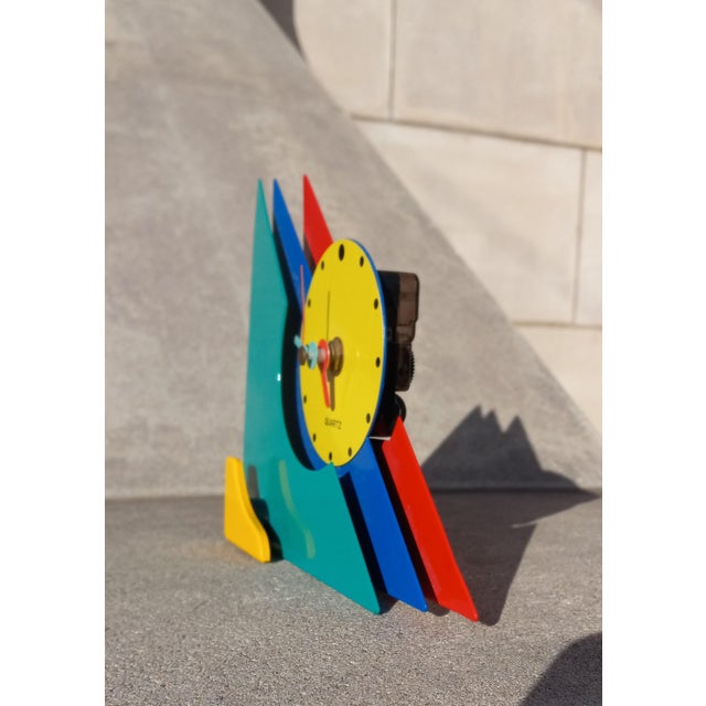 1980s Desk Clock Postmodern & Memphis Milano Design Style For Sale - Image 4 of 12