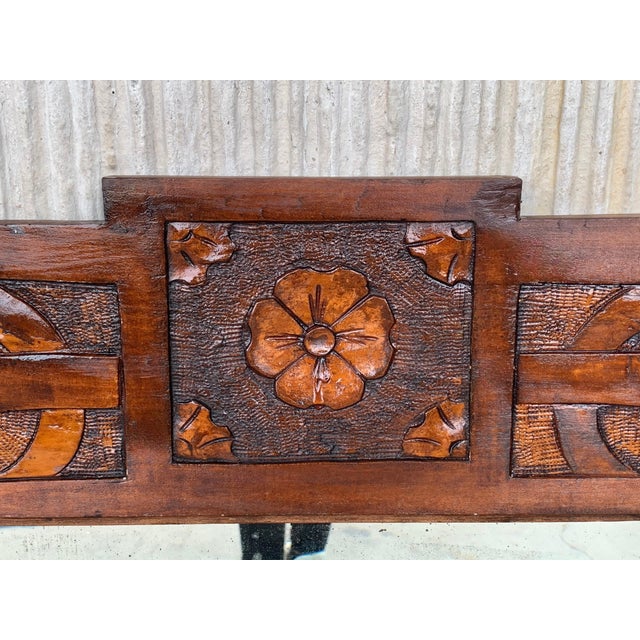 Arts & Crafts Antique Arts & Crafts Carved Oak Wall Mirror, circa 1920 For Sale - Image 3 of 18