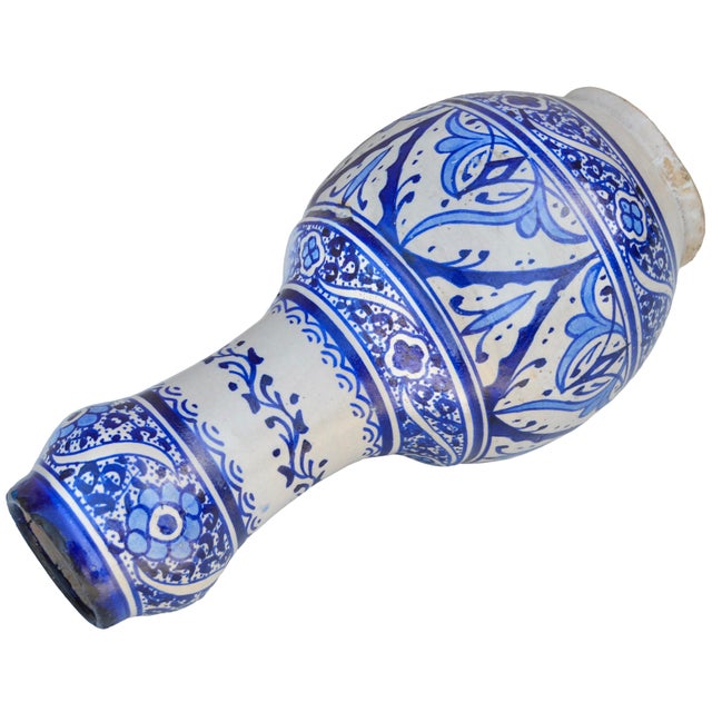 Ceramic Early 20th Century Handmade Moorish Ceramic-Art Vase W/Blue Hues For Sale - Image 7 of 9