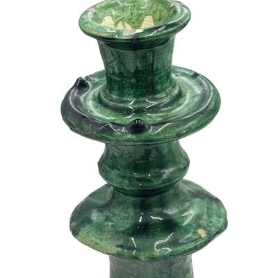 Moroccan Tamegroute Glazed Candlestick Holder For Sale - Image 4 of 5