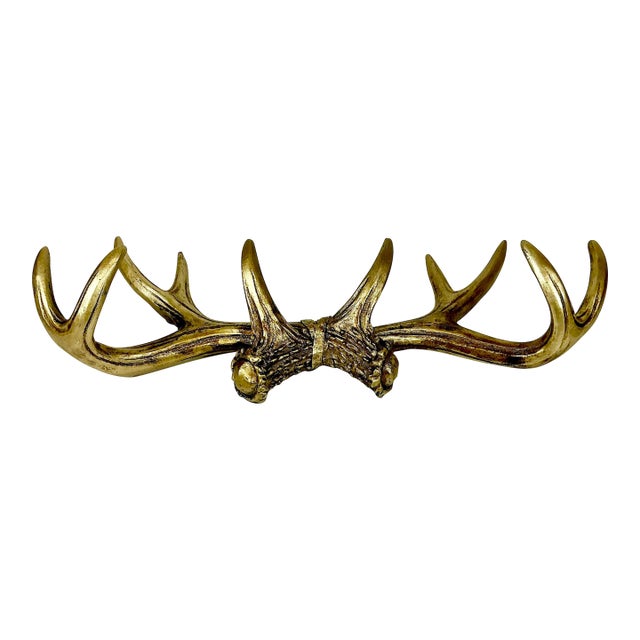Vintage Rustic Adirondack Arts & Crafts Faux Antler Wall Mounted Hooks. For Sale