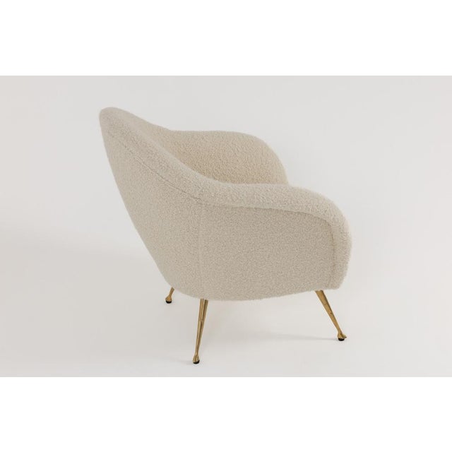 Ivory Mid-Century Modern Italian Lounge Chair in Alpaca Boucle, 1950s For Sale - Image 8 of 11