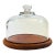 Vintage Glass Cloche on Teak Base For Sale